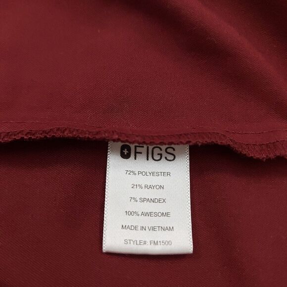 Figs Leon Three-Pocket Scrub Top Mens XS Burgundy Short Sleeve V-Neck FM1500 - Picture 9 of 10